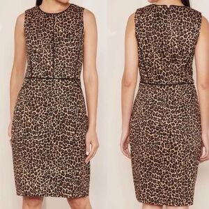 J Crew Sleeveless Leopard Print Sheath Dress - Brown size 0 lined